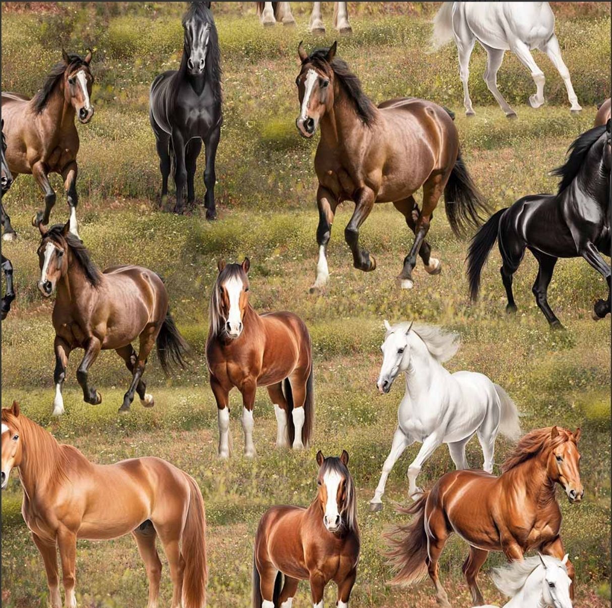 Running Free Horses on Grass 4124F