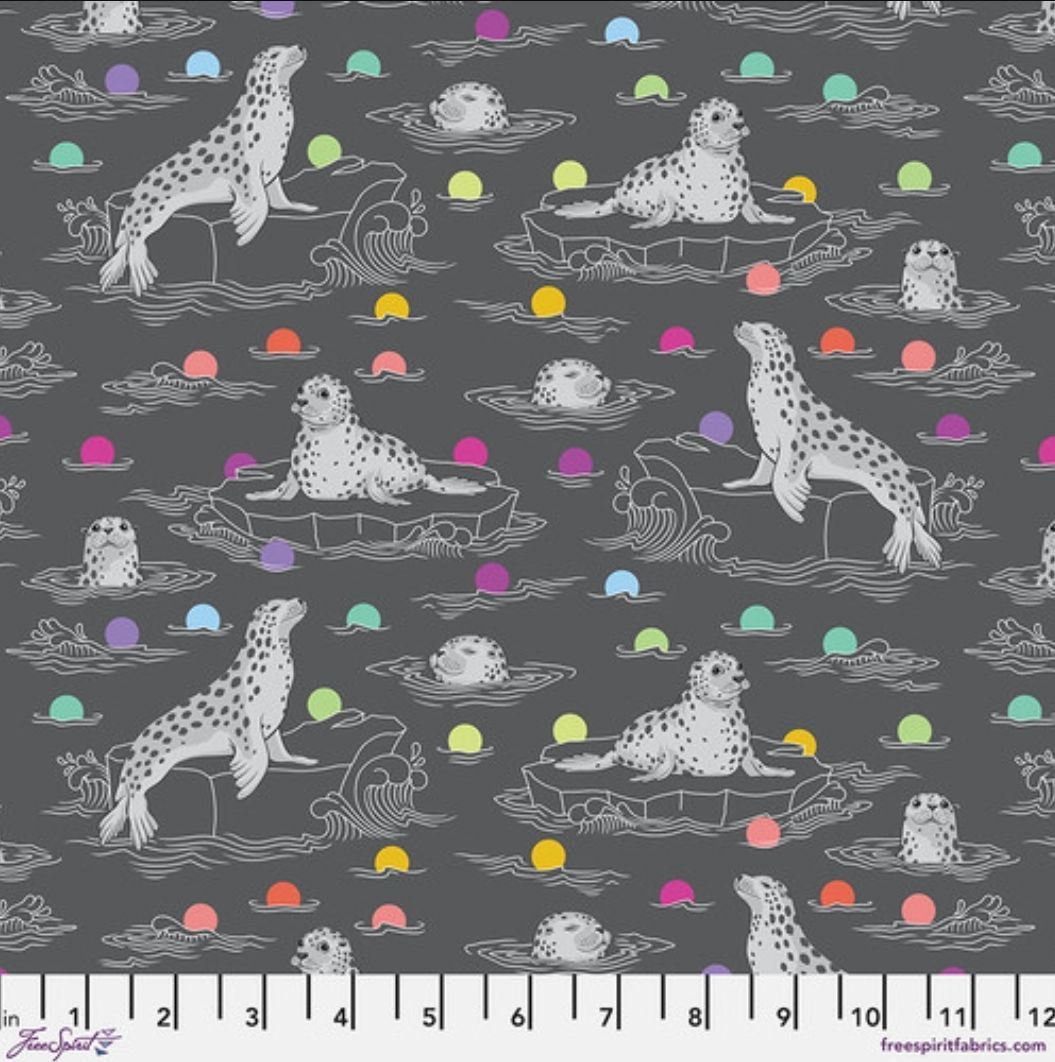 Tula Pink Graywork Seal the Deal  PWTP259.CARBON