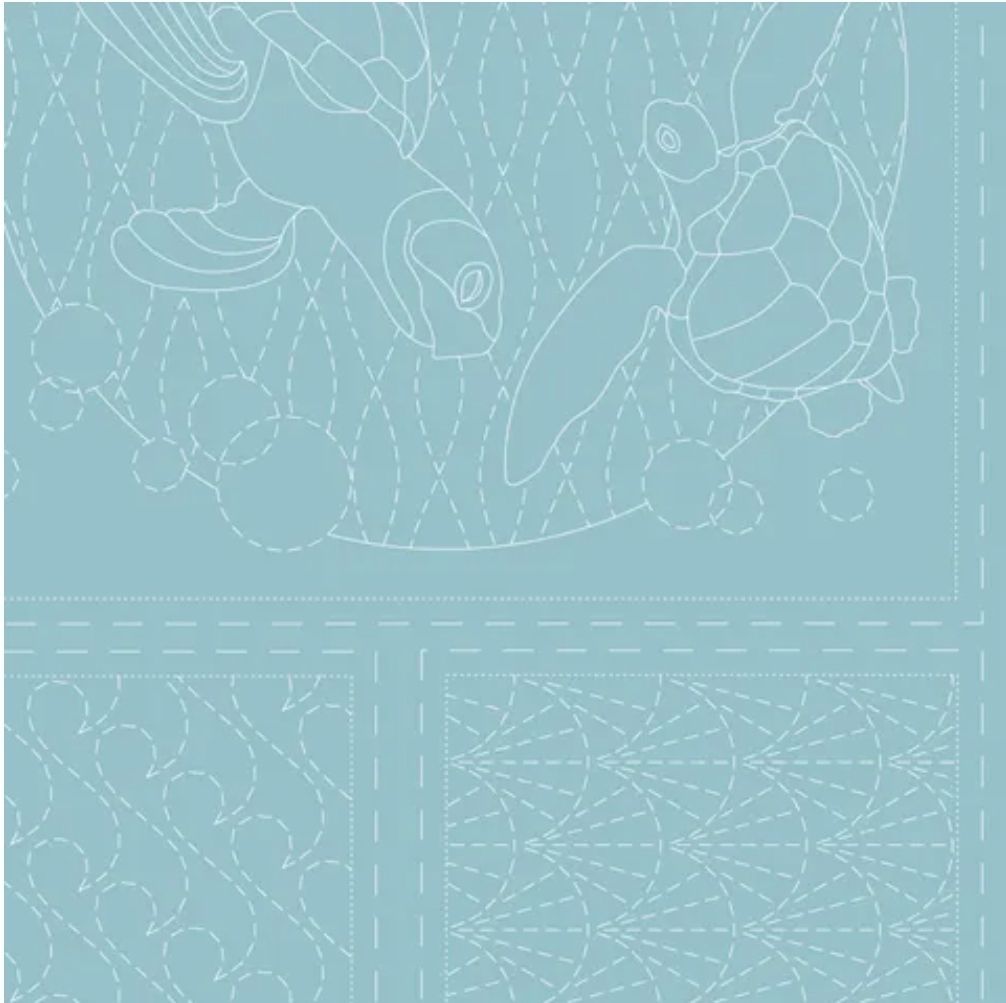 Devonstone Ocean Sashiko Panel DV4092 Blue Lagoon