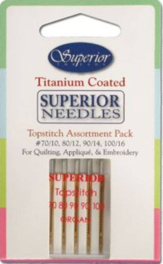 Superior Titanium Coated Machine Needles 5 Needles per pack.