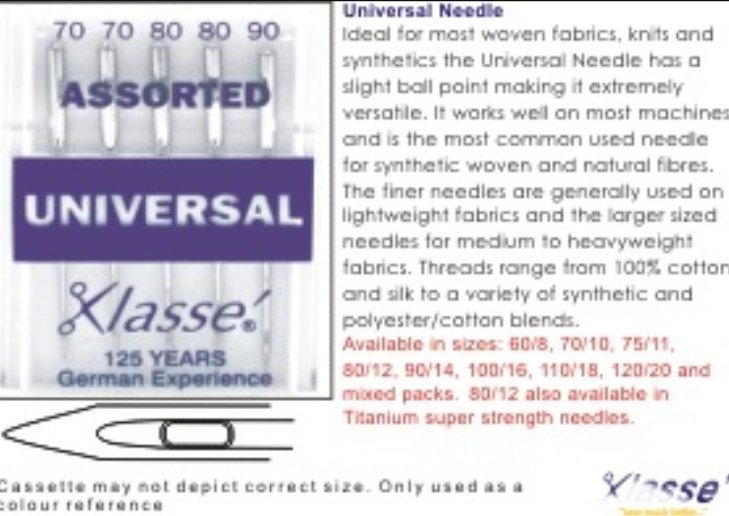 Klasse Universal Sewing Machine Needles
