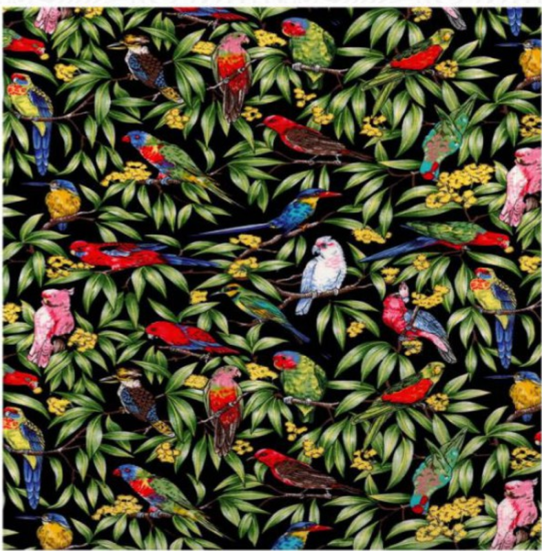Australian Birds in Paradise Very Dark Blue