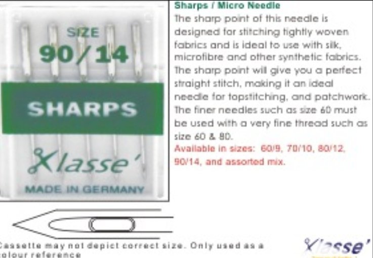 Klasse Sharps Sewing Machine Needles