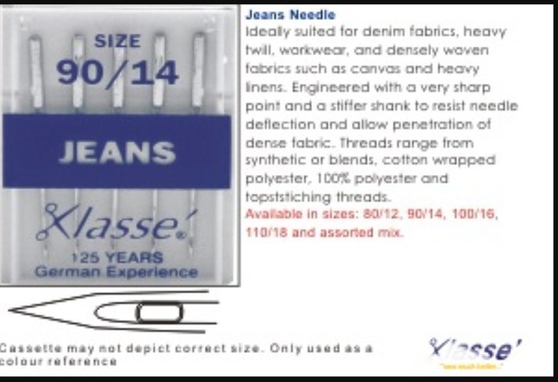 Klasse Jeans Sewing Machine Needles