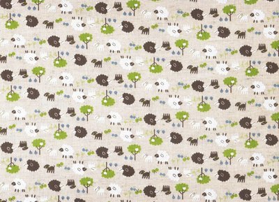 Kokka Sheep on Natural background Linen/cotton