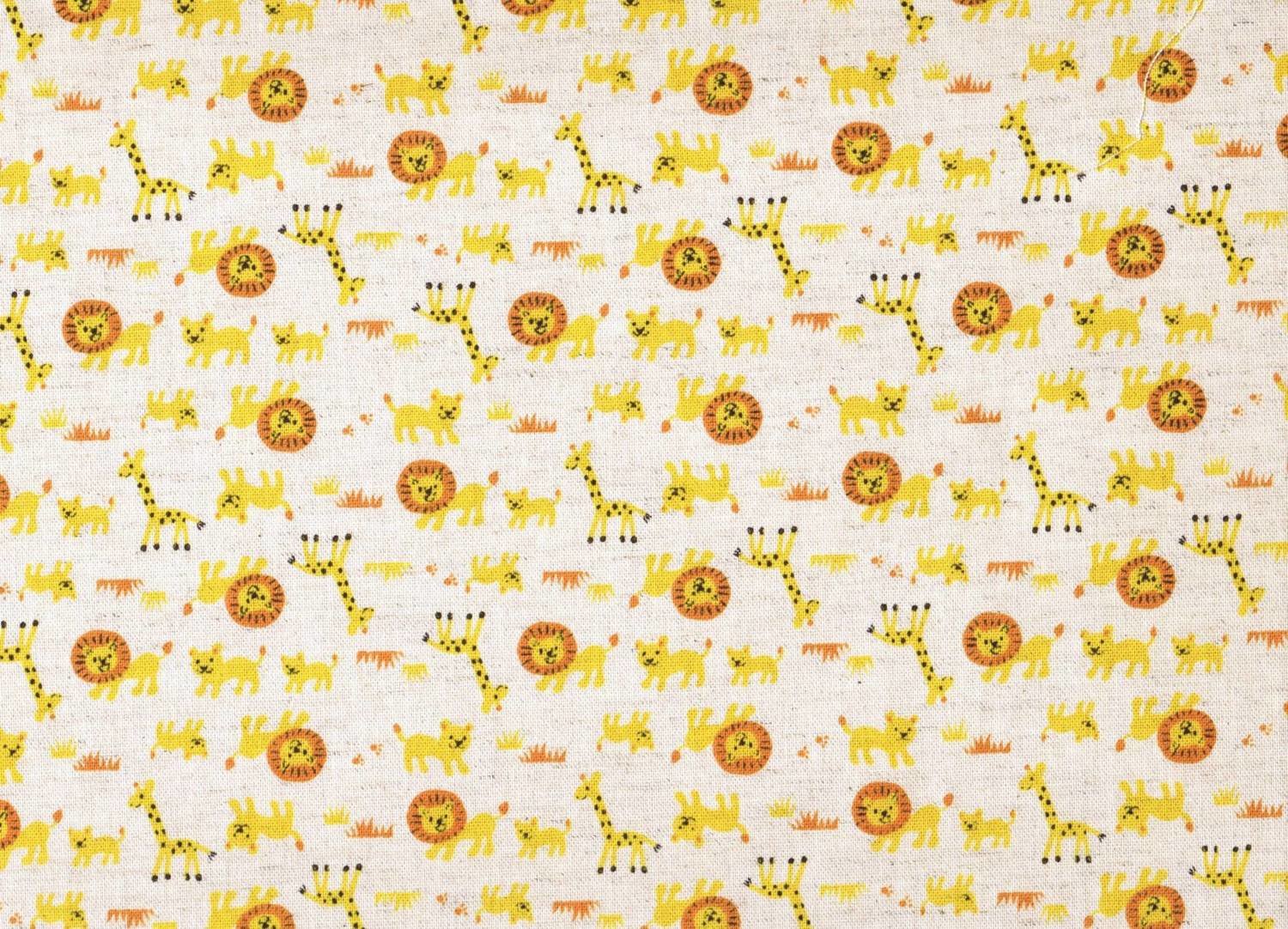 Kokka Lions and Giraffe on a Natural background Linen/cotton