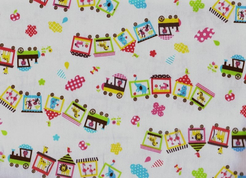 Kokka Circus Train on a Natural background Linen/cotton mix