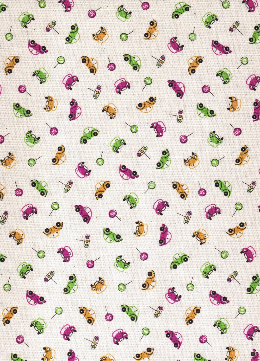 Kokka Cars on a Natural background Linen/cotton mix