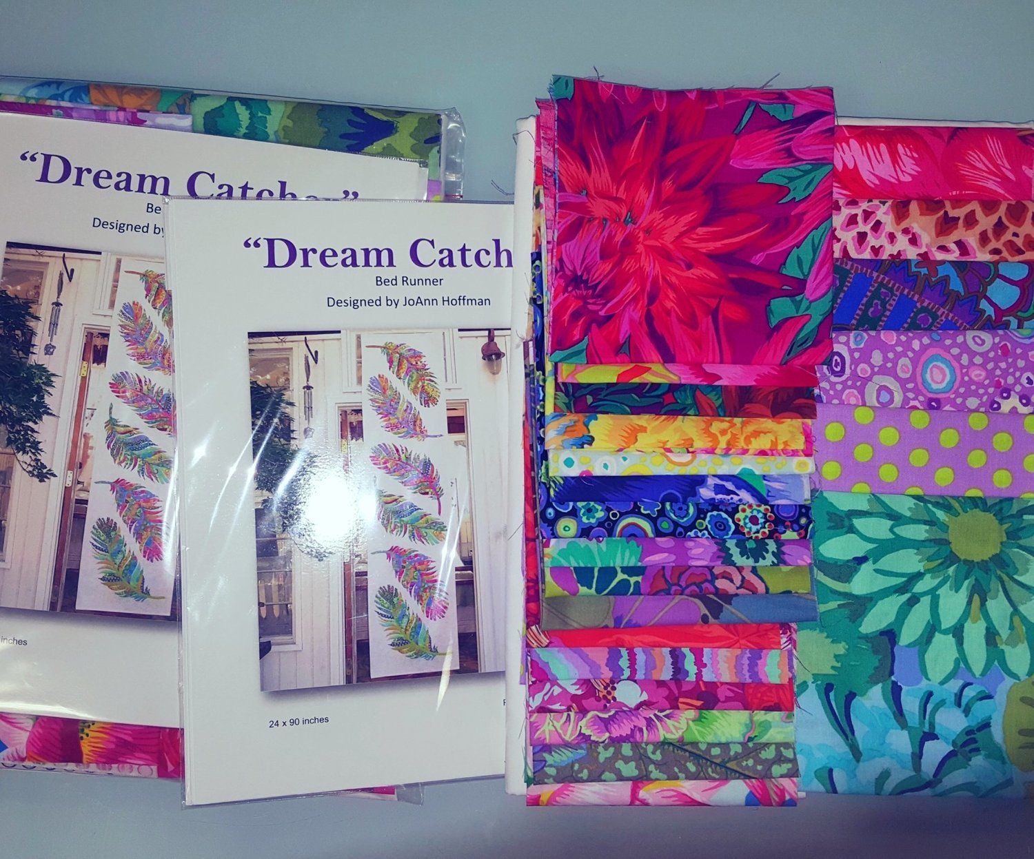 Dream Catcher Bed Runner Quilt Kit using Kaffe Fassett and Kaffe William Morris fabrics. Dream Catcher Bed Runner Quilt Kit using Kaffe Fassett and Kaffe William Morris fabrics.