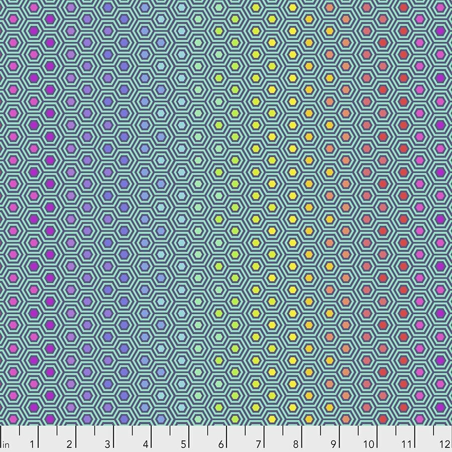 Tula Pink True Colors Hexie PWTP151.PEACOCK