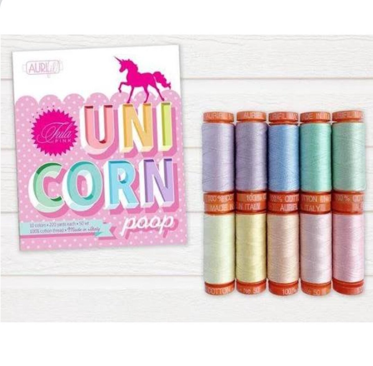 Aurifil Tula Pink Unicorn Poop Collection Cotton Mako 50 solid colours Aurifil Tula Pink Unicorn Poop Collection Cotton Mako 50 solid colours