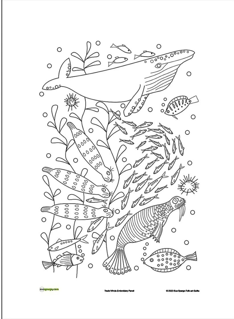 Trade Winds by Sue Spargo Belgium Linen Embroidery Panel 12 Trade Winds by Sue Spargo Belgium Linen Embroidery Panel 12" x 16.5"