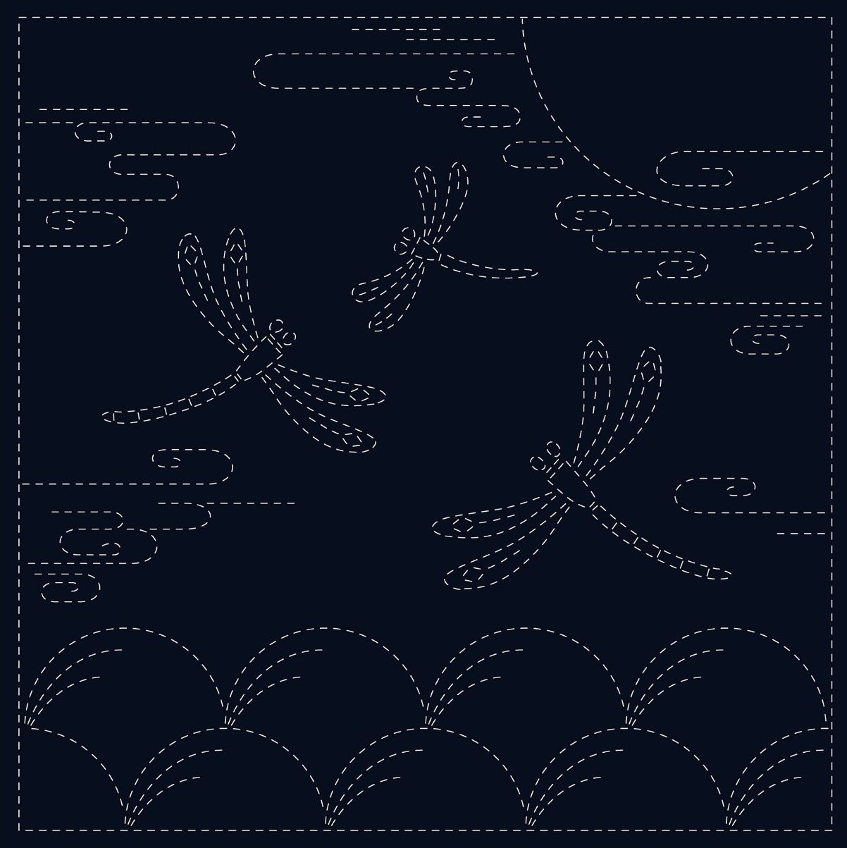 Sashiko Panel SC0018-11 Autumn Sky Navy 30cm x 30cm