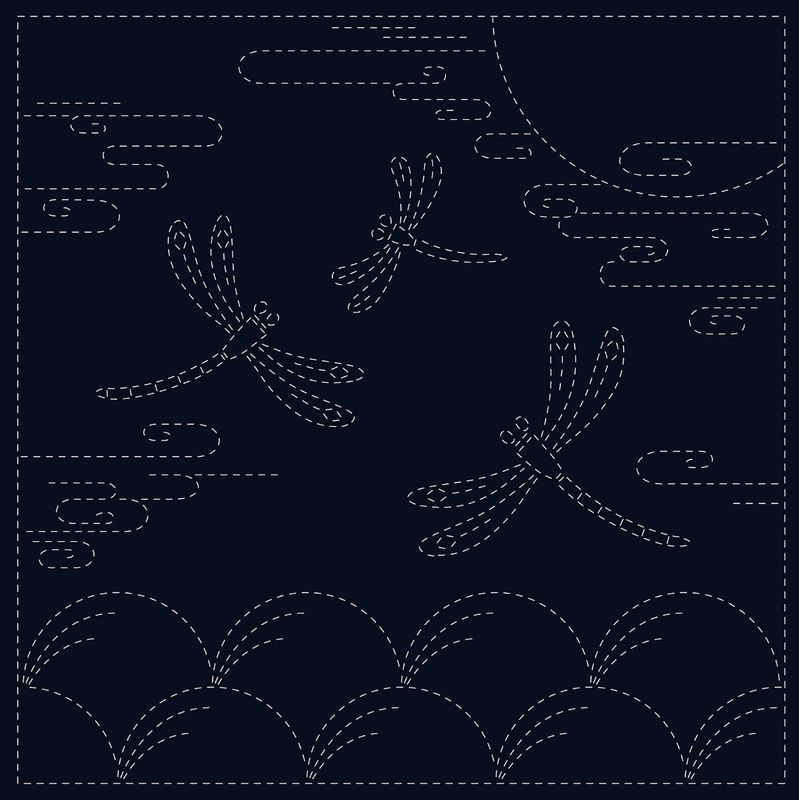 Sashiko Panel SC0018-11 Autumn Sky Navy 30cm x 30cm