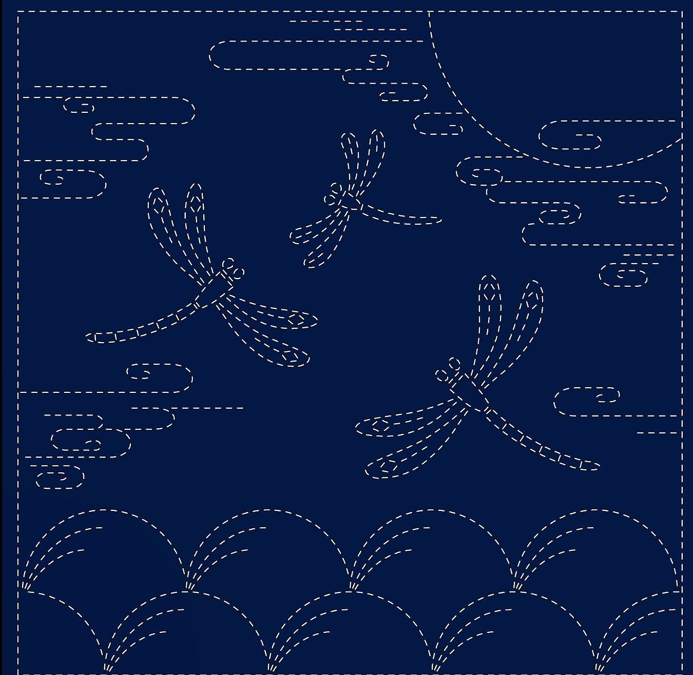 Sashiko Panel SC0018-11 Autumn Sky Navy 30cm x 30cm