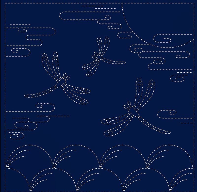 Sashiko Panel SC0018-11 Autumn Sky Navy 30cm x 30cm