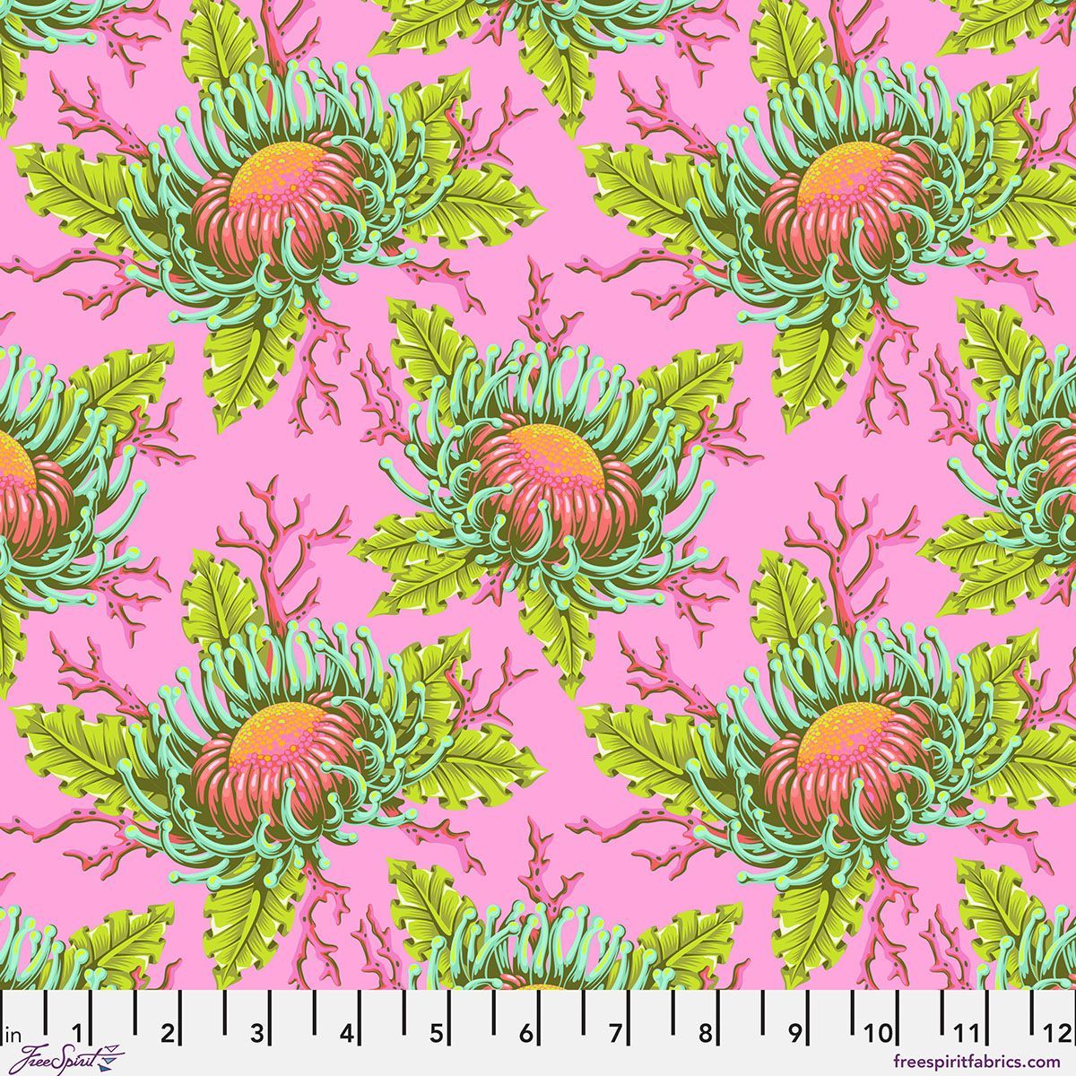 Tula Pink Floral Reef Friends & Anemomes PWTP265 Coralline