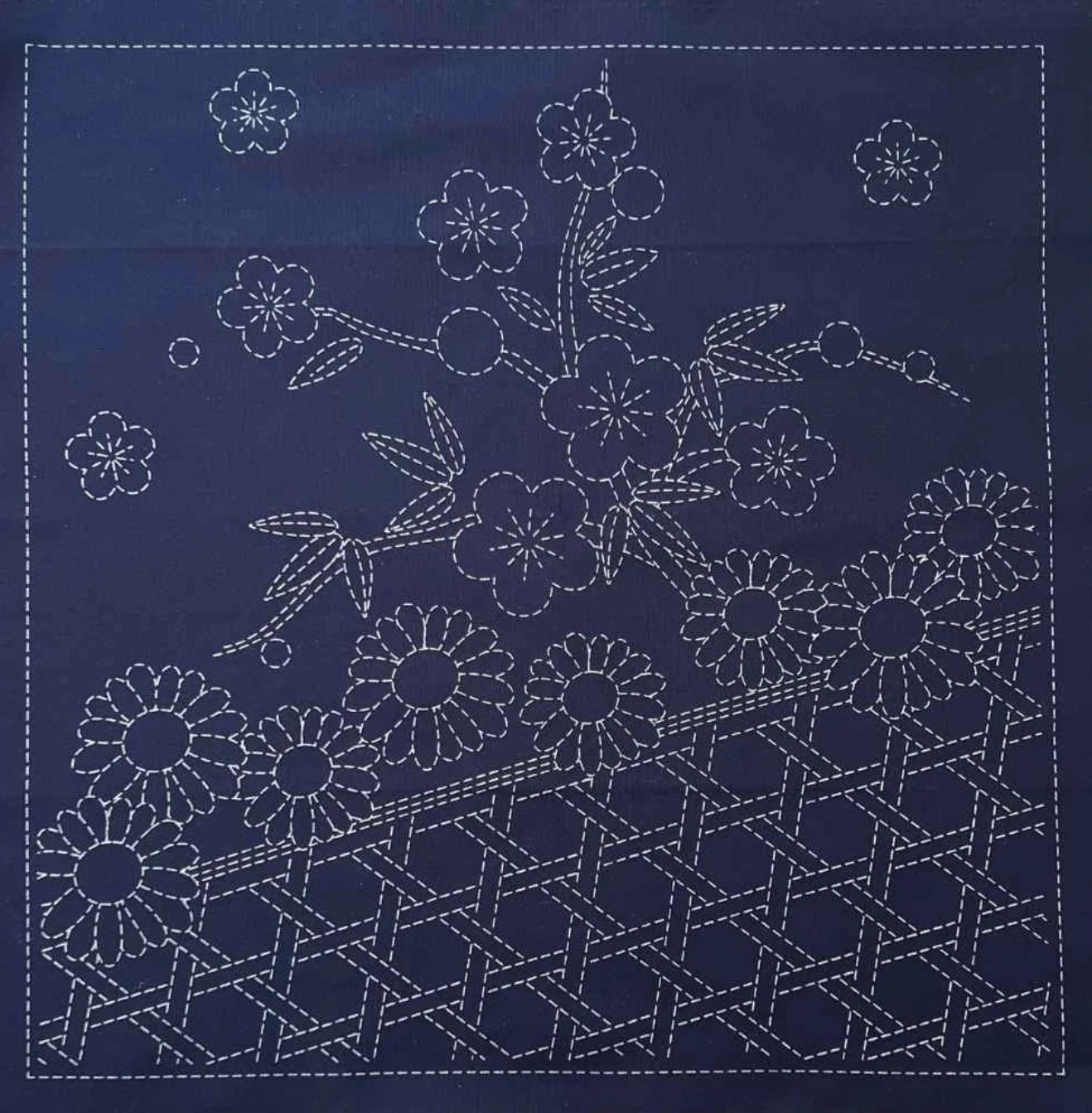 Sashiko Panel HM-50 #2 Indigo or Cream