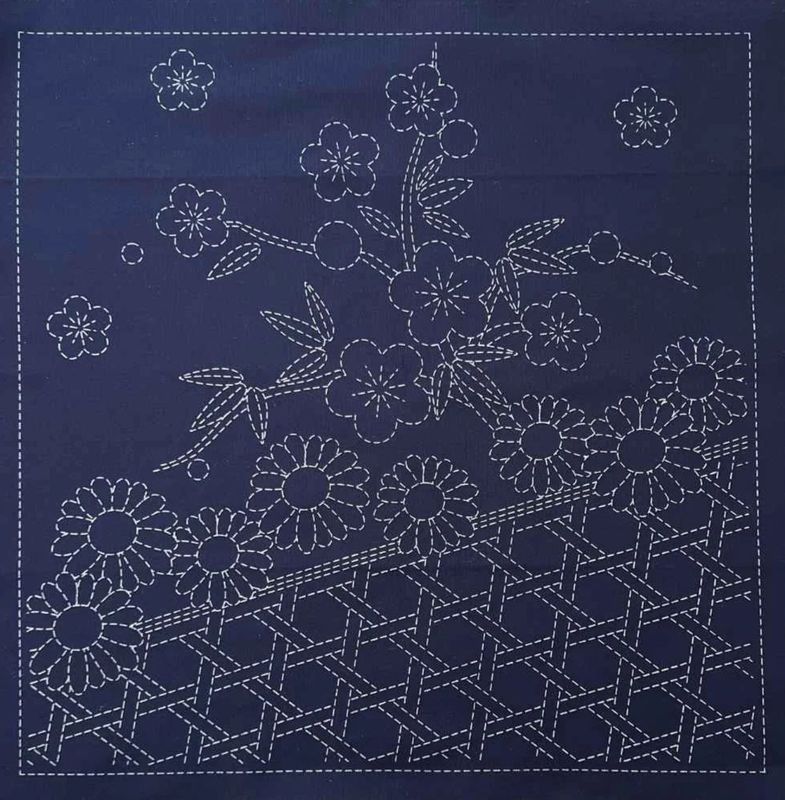 Sashiko Panel HM-50 #2 Indigo or Cream