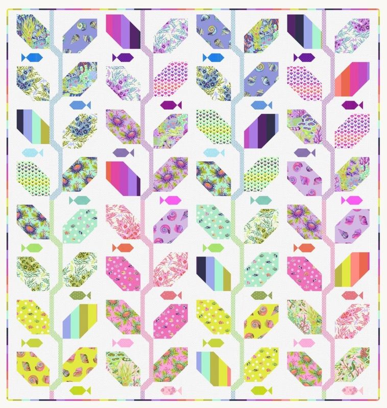 Marine Meadows Quilt Kit using Tula Pink Floral Reef
