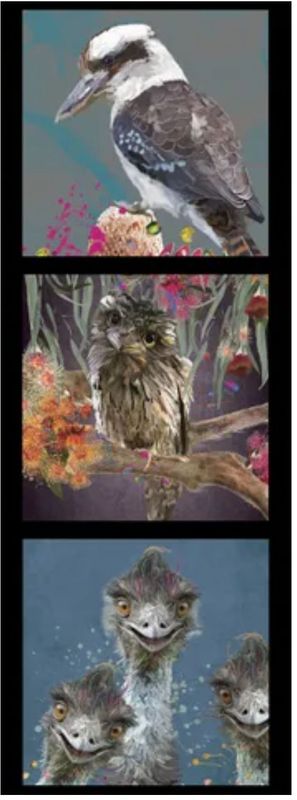 Chris Riley DV3920 Tri Block Panel Kookaburra, Mopoke, Emu
