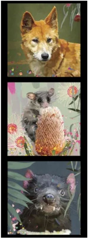 Chris Riley DV3921 Tri Block Dingo, Pygmy Possum, Tasmanian Devil Panel