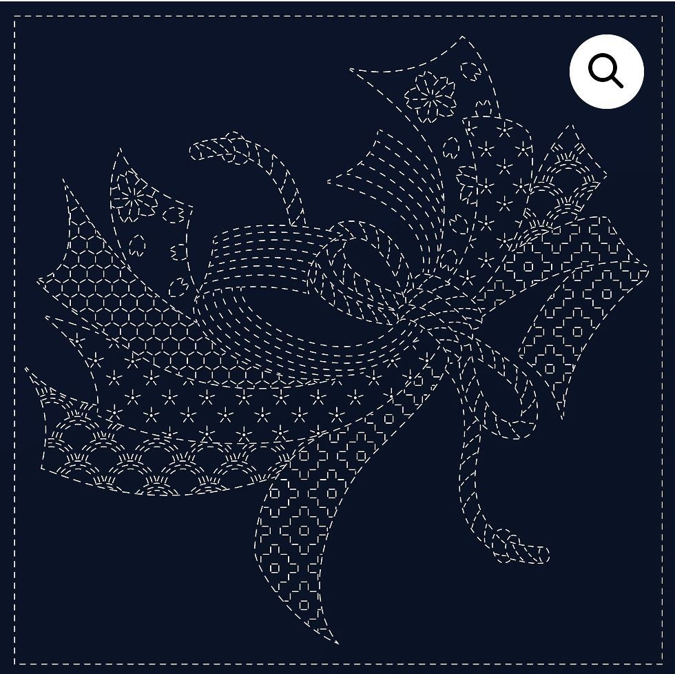 Sashiko Panel SC0017-01 NOSHI Navy 30cm x 30cm