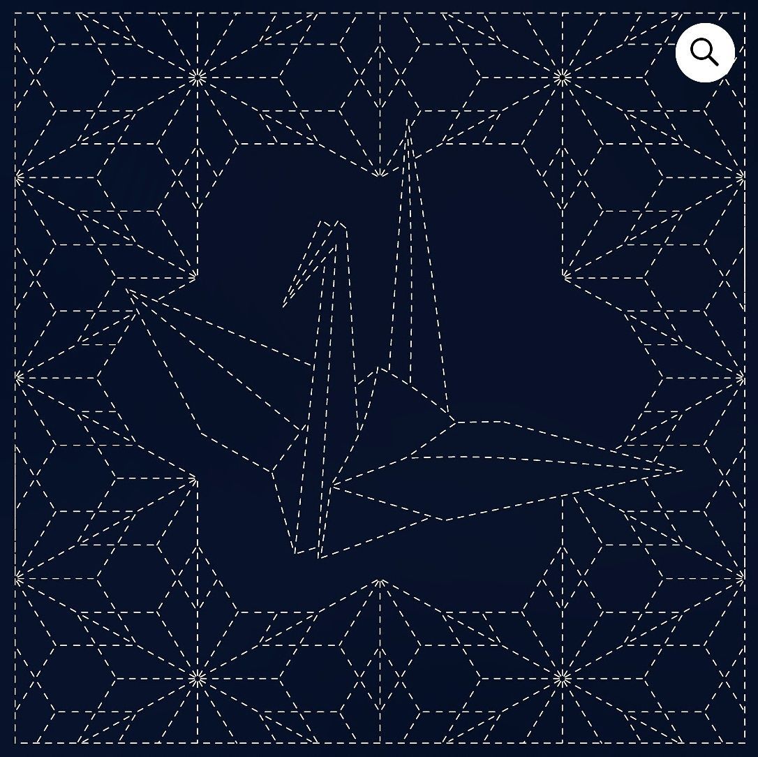 Sashiko Panel SC0018-13 ORI-ZURU Navy 30cm x 30cm