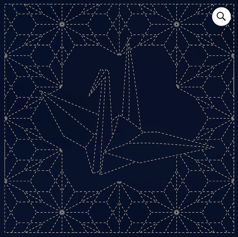 Sashiko Panel SC0018-13 ORI-ZURU Navy 30cm x 30cm