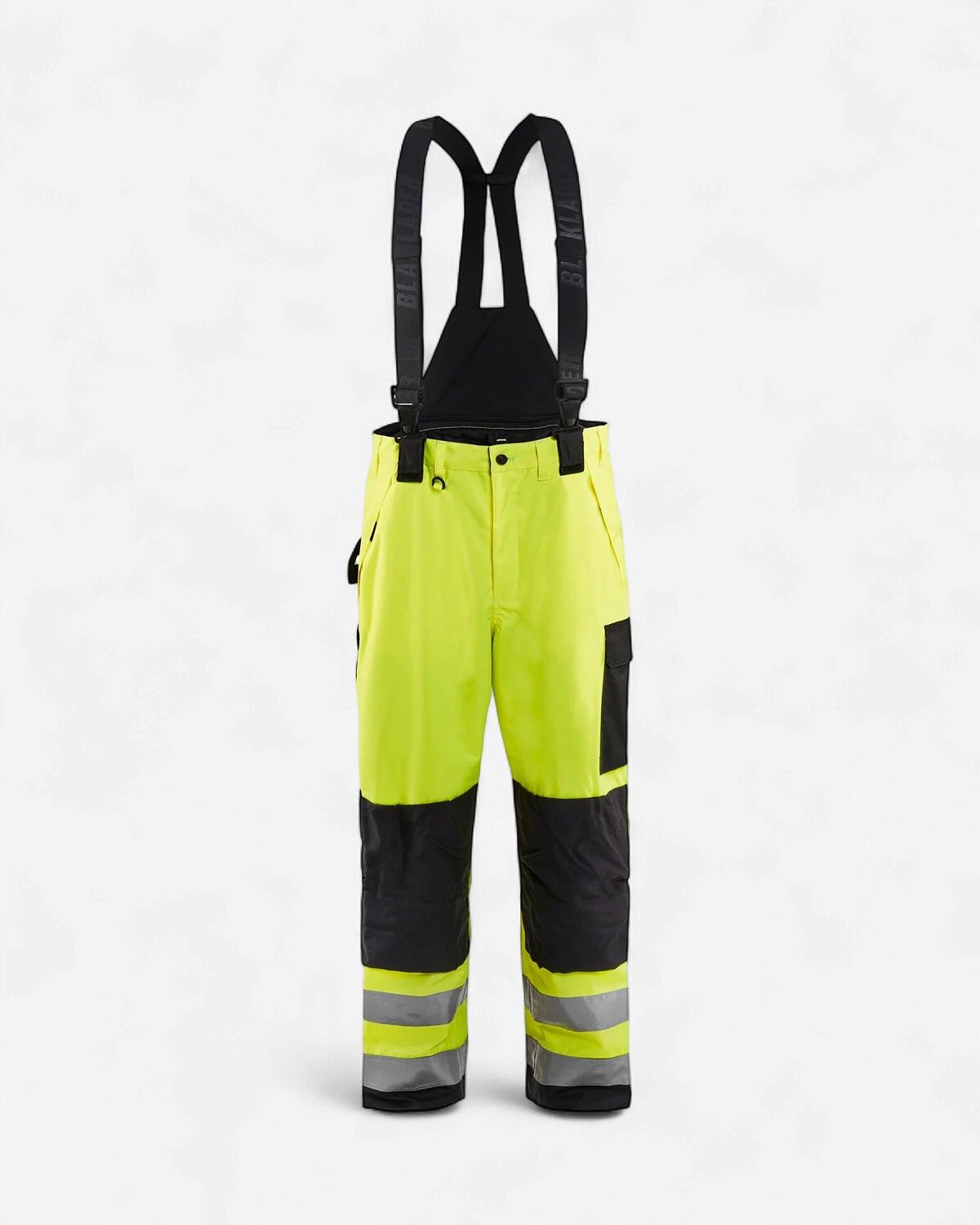 Blaklader Hi Vis Shell Suspender Pants, Colour: Hi Vis Yellow/Black, Size: M