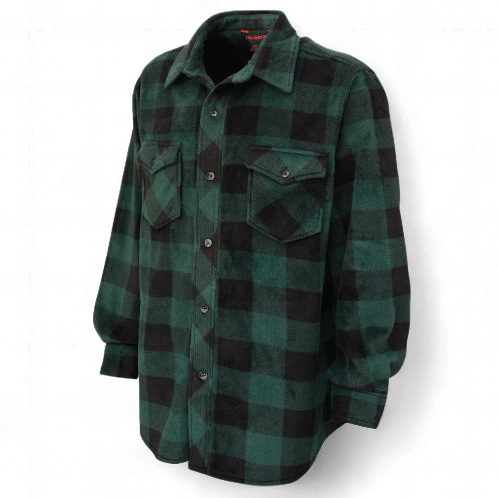 Tough Duck Buffalo Check Fleece Shirt, Colour: Green, Size: Small