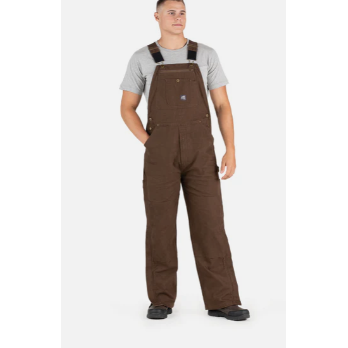 Berne Heartland Unlined Washed Duck Bib Overall, Colour: Bark, Size: 36X32