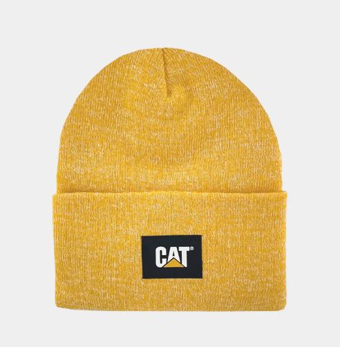 CAT Label Cuff Beanie, Colour: Yellow Cream, Size: One Size