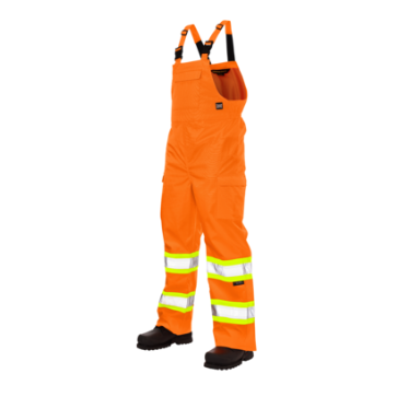 Tough Duck Ripstop Unlined Safety Rain Bib Overall - SB041, Colour: Orange, Size: Small