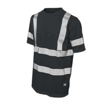 Tough Duck Micro Mesh S/S Safety T-Shirt with Pocket - ST07, Colour: Black, Size: Small