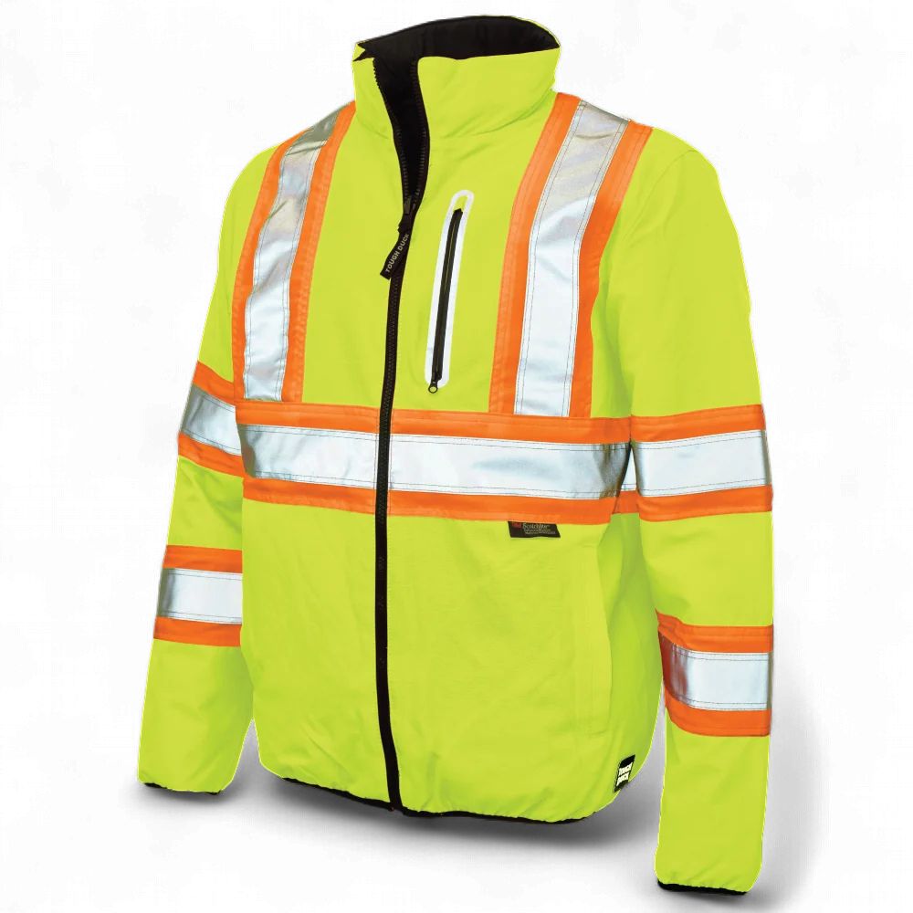 Tough Duck Ripstop Reversible Safety Jacket, Colour: Green, Size: XLarge