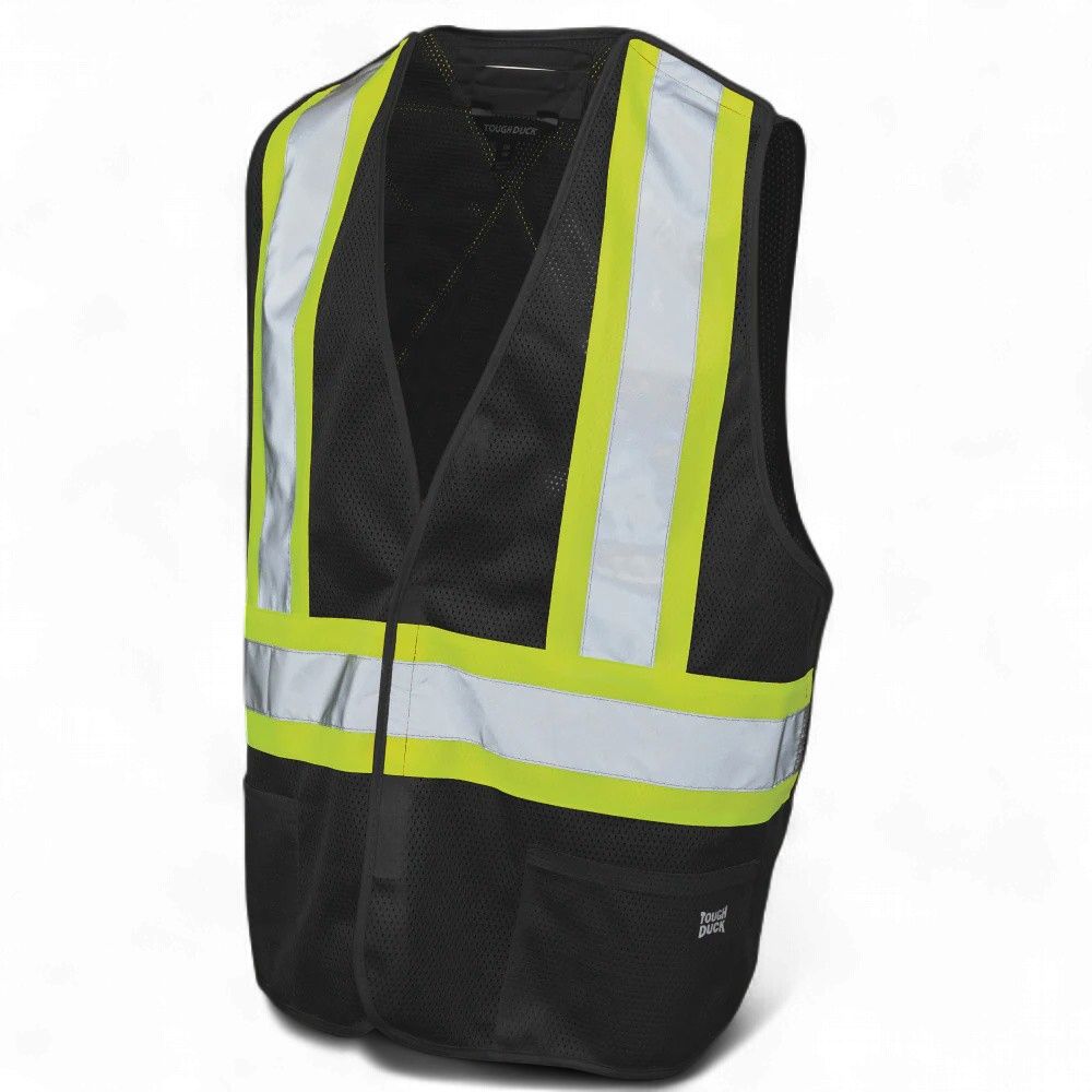 Tough Duck 5 Point Tear Away Safety Vest, Colour: Black, Size: S/M
