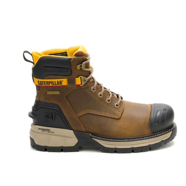 CAT Excavator Power Spring Work Boot, Colour: Brown, Size: 14W