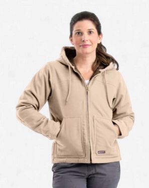 Berne Women's Sherpa-Lined Duck Hooded Jacket, Colour: Sand, Size: L