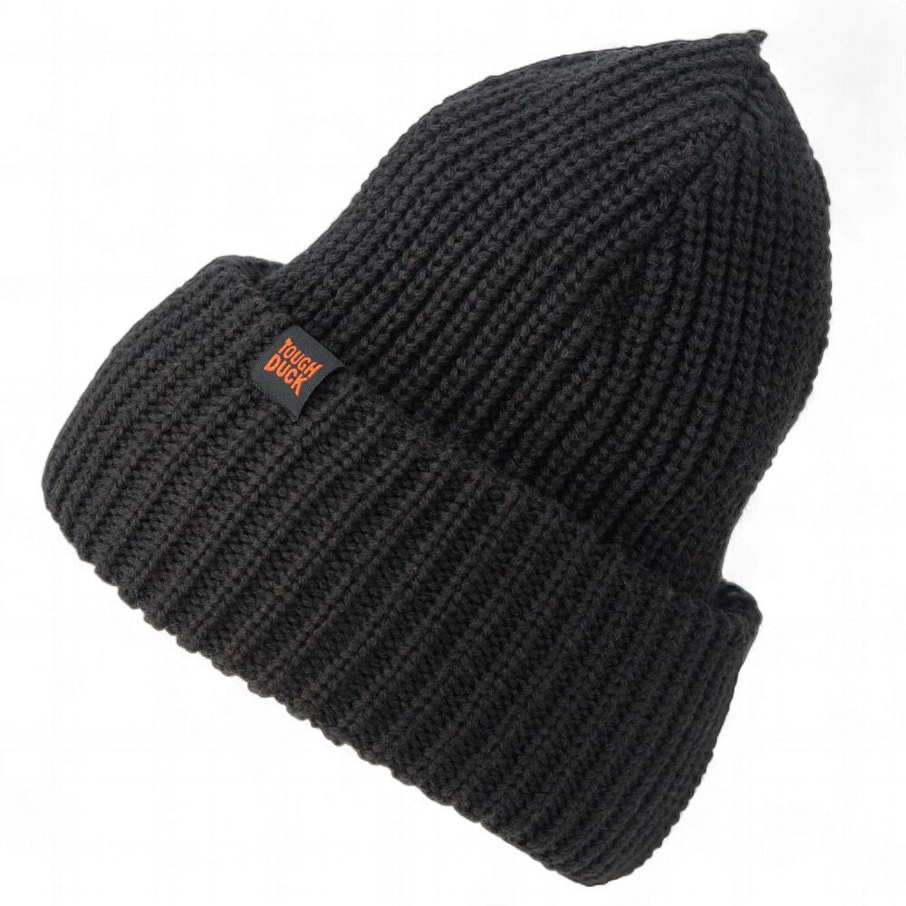 Tough Duck Thick Knit Rib Watch Cap, Colour: Black, Size: O/S