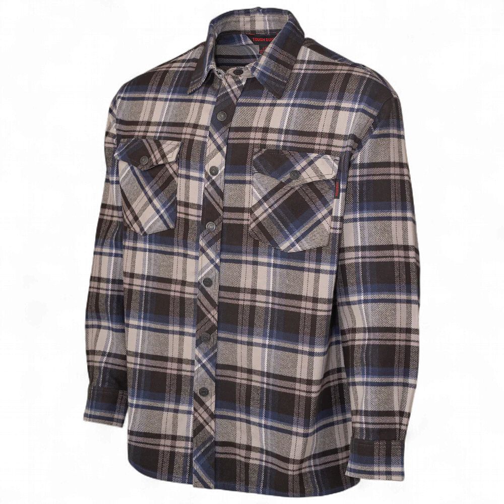 Tough Duck Men's Flannel Shirt, Colour: Blue, Size: Medium