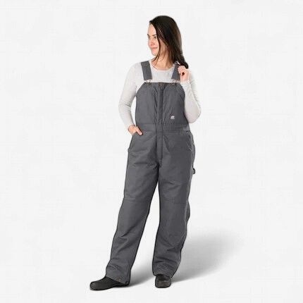 Berne Women's Softstone Duck Insulated Bib Overall, Colour: Titanium, Size: S