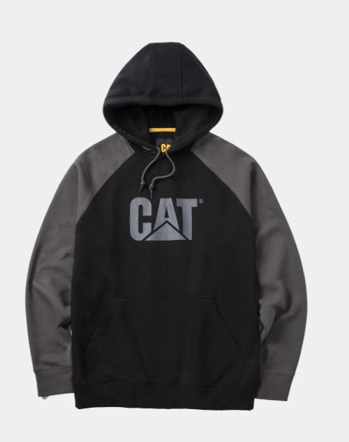 Men's Colourblock Raglan Hoodie, Colour: Black Magnet, Size: L