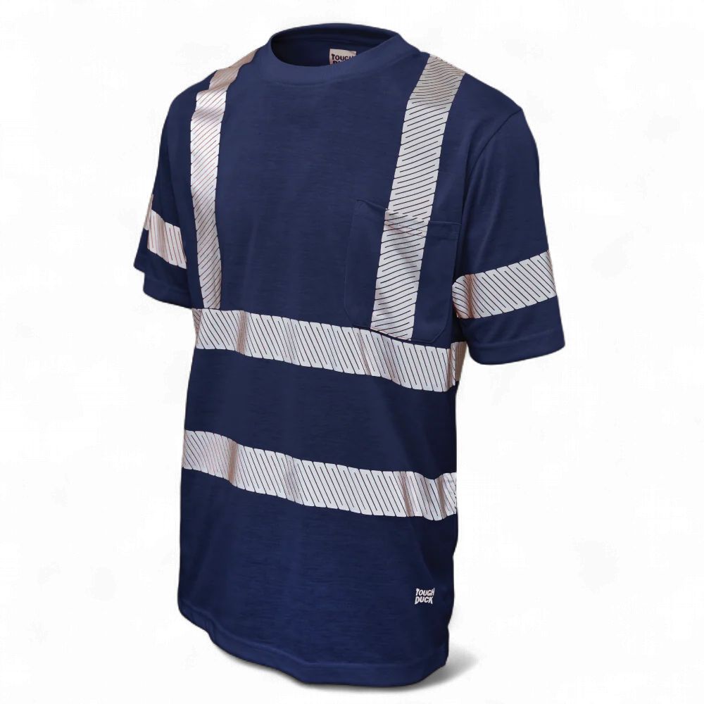 Tough Duck Polyester Jersey S/S Safety T-Shirt - ST12, Colour: Navy, Size: Small