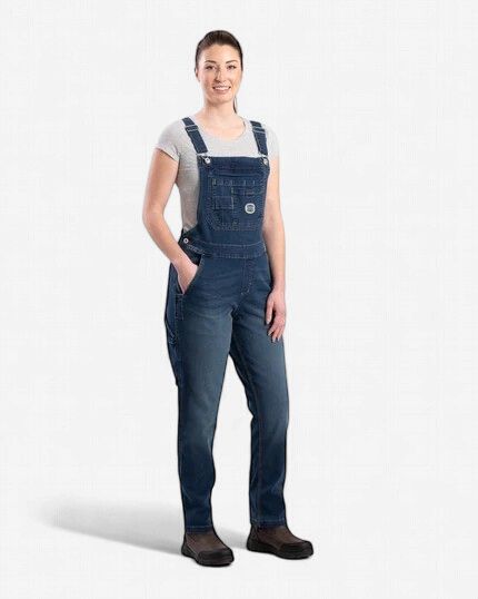 Berne Women's Vintage Washed Flex Denim Bib Overall