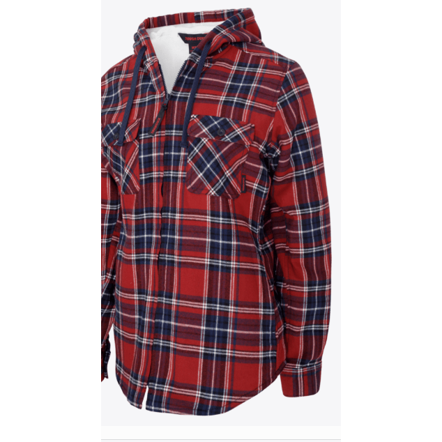 Tough Duck Women's Plush Flannel Shirt, Colour: Red, Size: Small