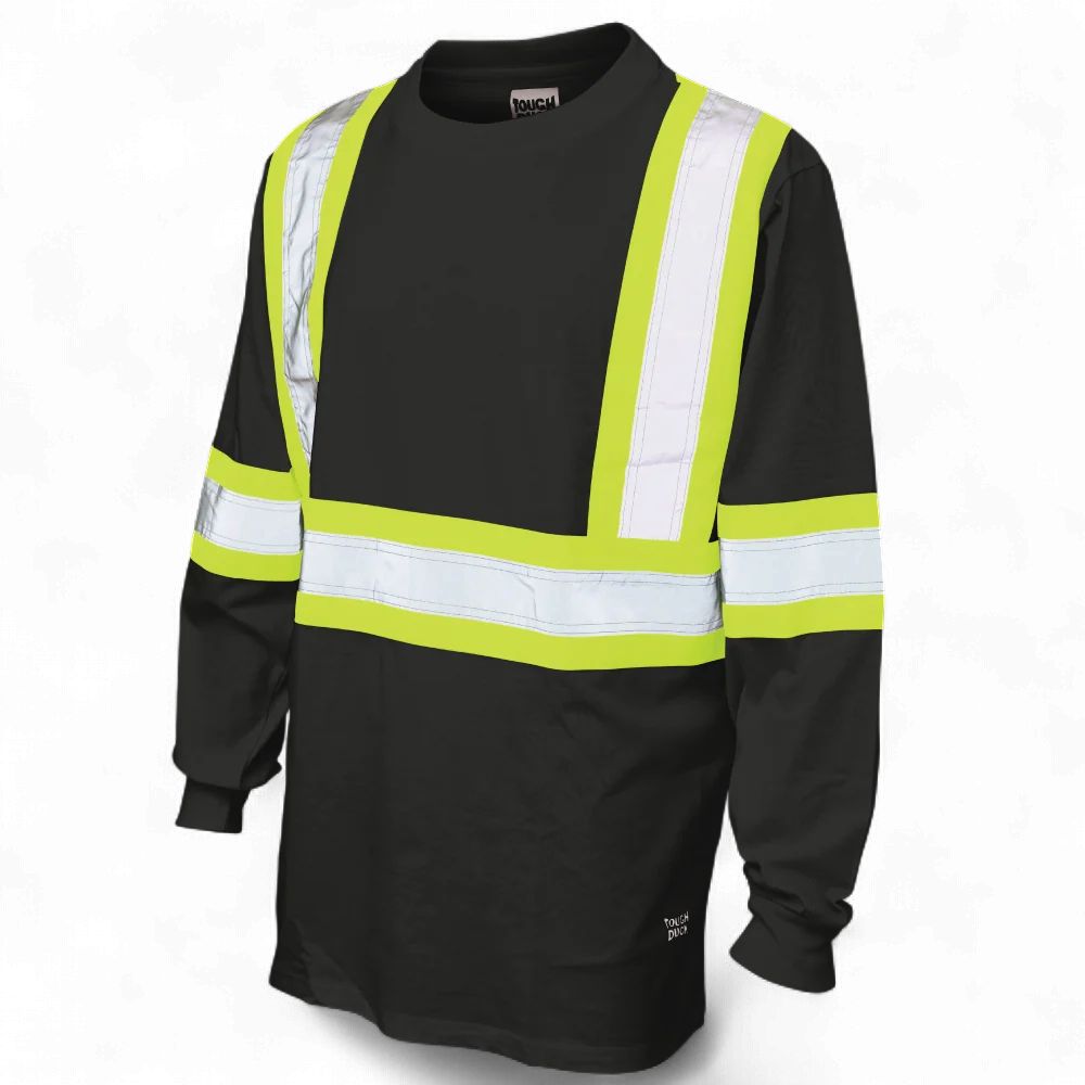 Tough Duck Cotton Jersey L/S Safety T-Shirt - ST21, Colour: Black, Size: XSmall