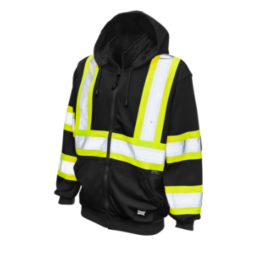 Tough Duck Fleece Unlined Safety Hoodie - S494, Colour: Black, Size: XSmall