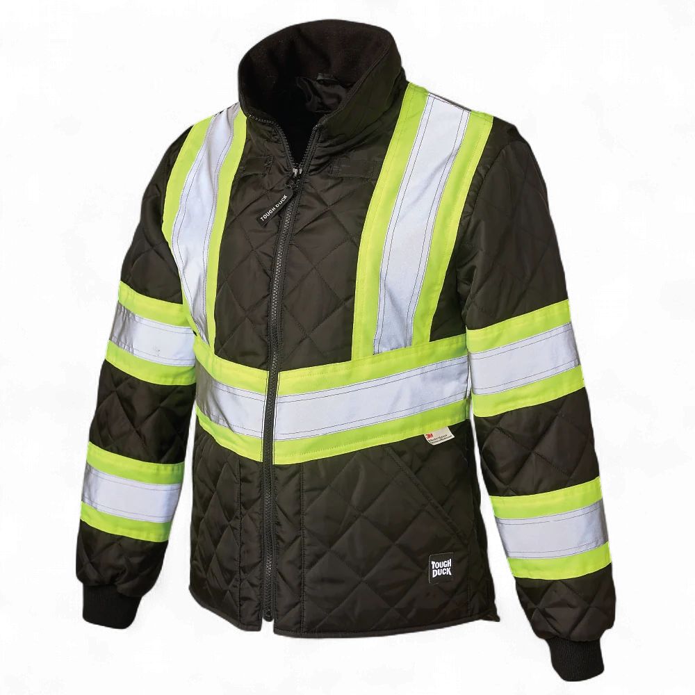 Tough Duck Women's Quilted Safety Freezer Jacket, Colour: Black, Size: Small