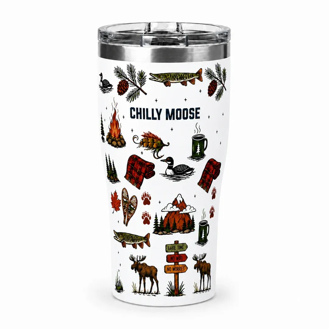 Chilly Moose Algonquin Tumbler 580mL - Special Edition, Colour: Frost White, Colour/Style: Lake Life